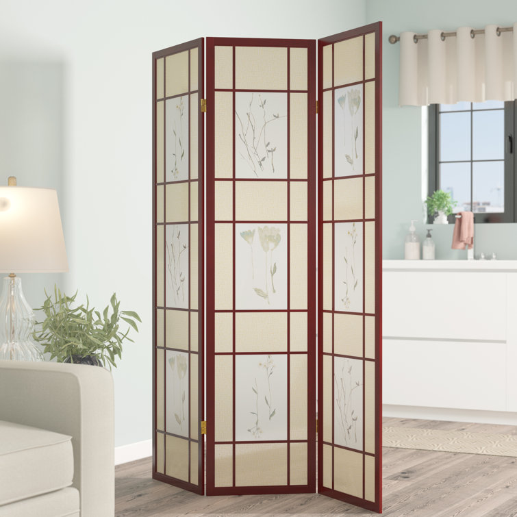 Lark Manor Raheem 54'' W x 70.5'' H 3 Panel Solid Wood Folding Room